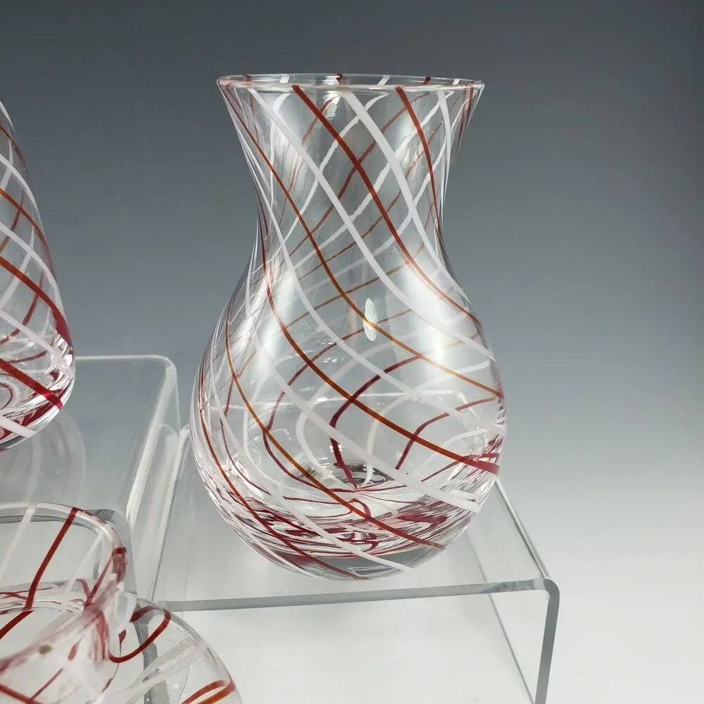 Set 3 Mini Vases Williams Sonoma Peppermint Candy Cane Stripe Rooting Glass MINT